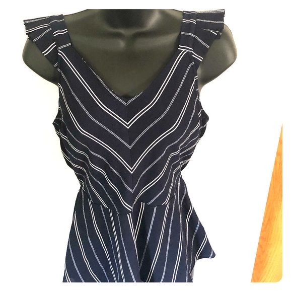 Monteau Tops - Navy striped peplum top Monteau Tops - Navy striped peplum top